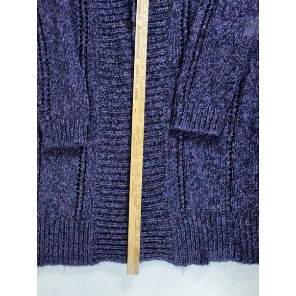 Soft By Avenue Womens Cardigan Sweater Sz 18 20 Marled Purple Open Front Chucky - Picture 7 of 9